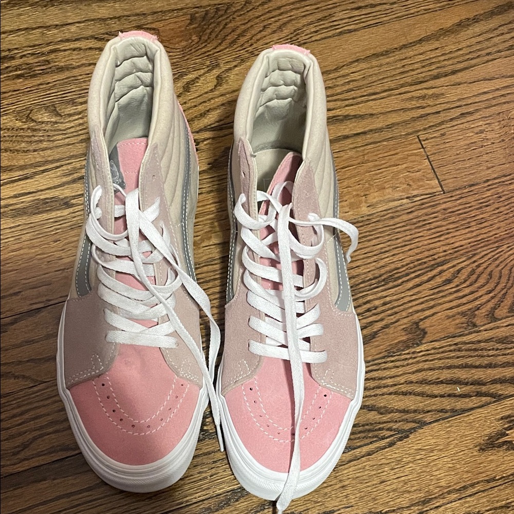 Vans pink and Beige High-Top Sneakers